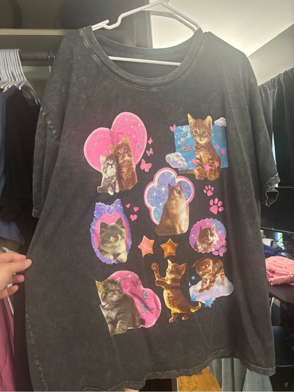 Black Cat Graphic Tee with Pink Accents - dolls kill